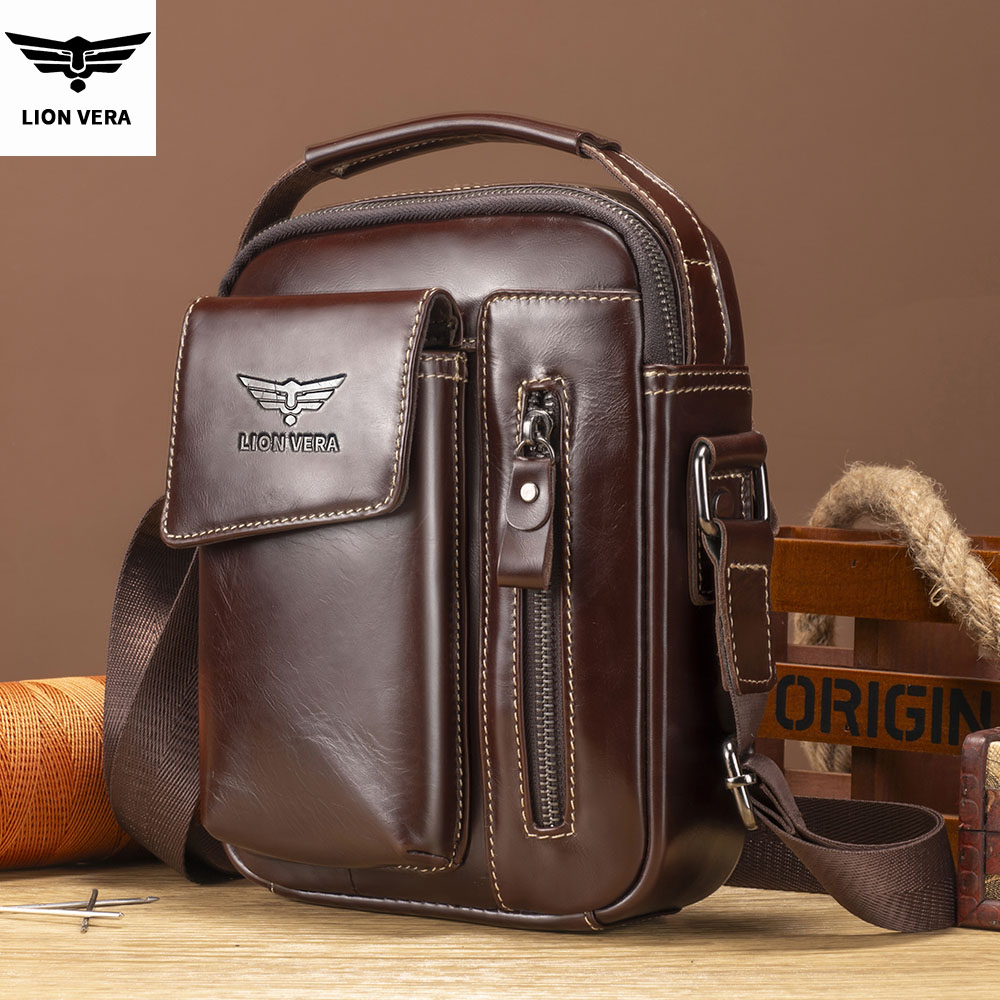 Leather Work Handbags - LION VERA Men's Genuine Leather Shoulder