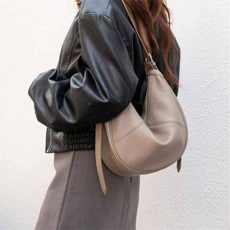 Leather Work Bag - BURMINSA Genuine Leather Hobo Bag Women