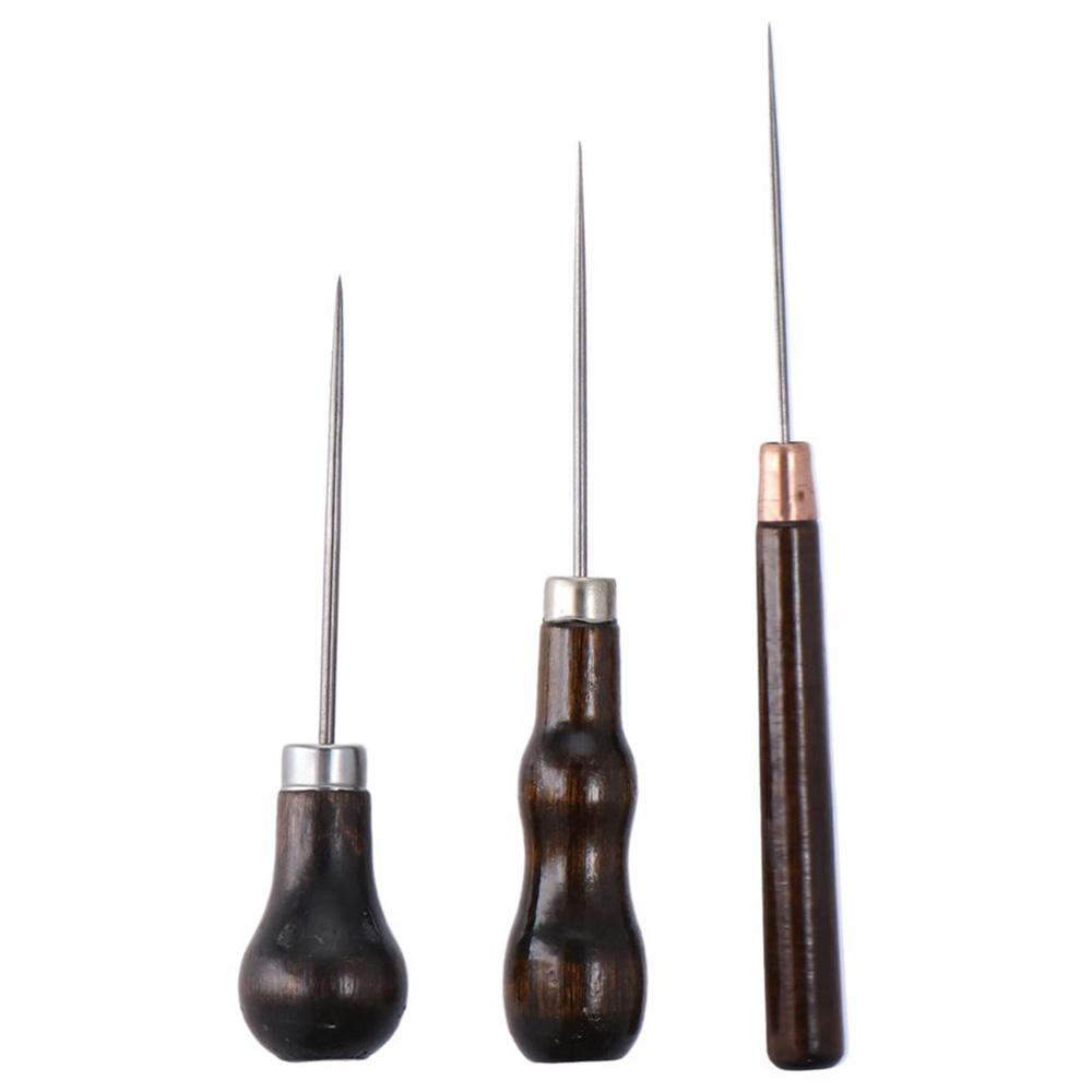 3Pcs Wooden Handle Scratch Awl - огляд і ціна Leatherwork Punching Tool
