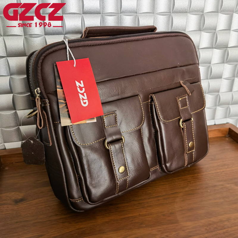 GZCZ Men's Handbag Leisure Bus - огляд і ціна Leather Work Bag