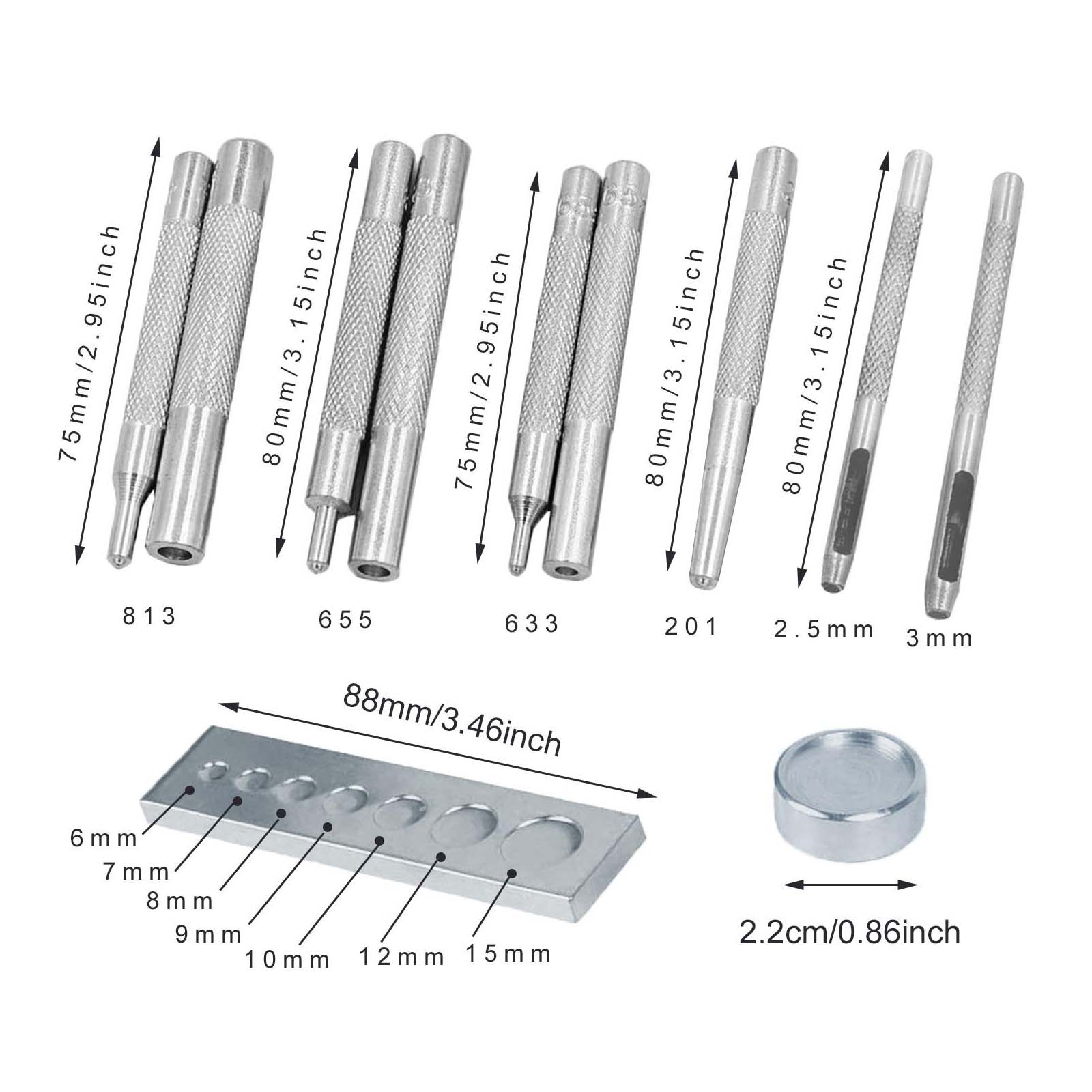 11pcs Snap Rivet Setter, Leath - огляд і ціна Leatherwork Rivet Setter