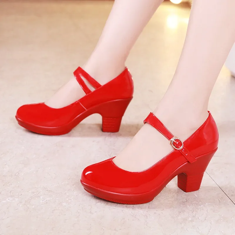 Small Size 32-43 Medium Block  - огляд і ціна Leather Work Women Shoes