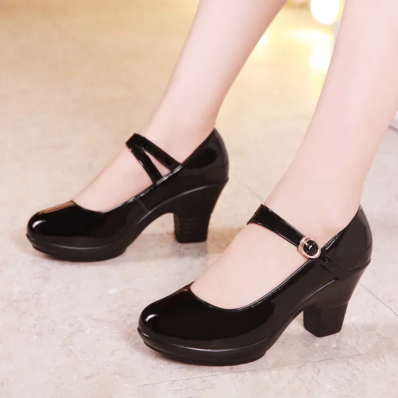 Small Size 32-43 Medium Block  - огляд і ціна Leather Work Women Shoes