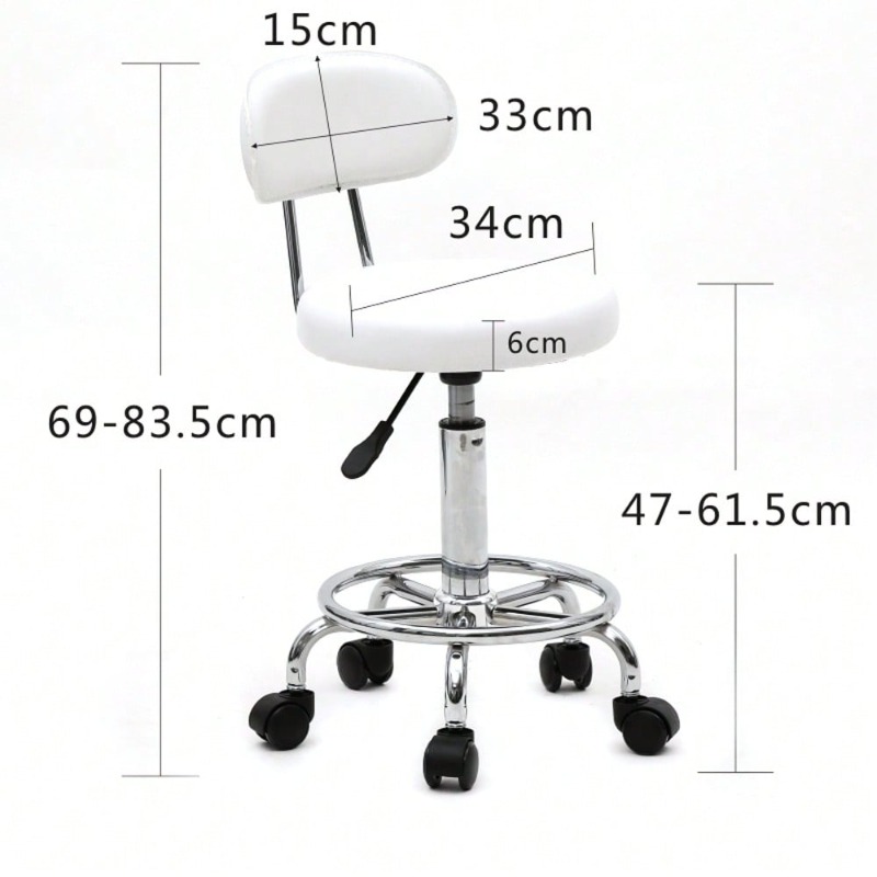 White Round Swivel Salon Stool - огляд і ціна Leatherwork Tattoo